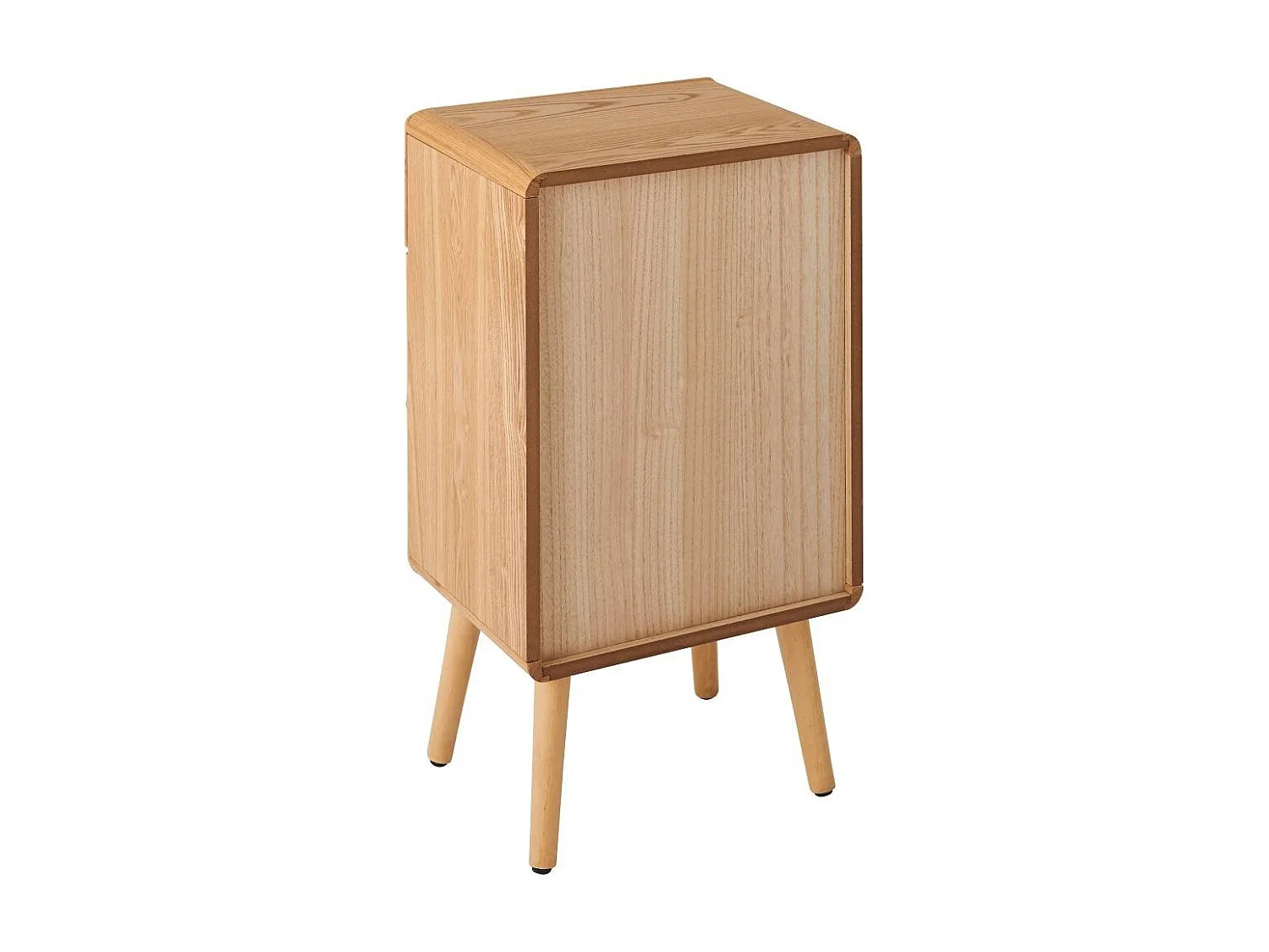 Chevet 1 porte et 1 tiroir avec façades lamellées H71 cm - AVA