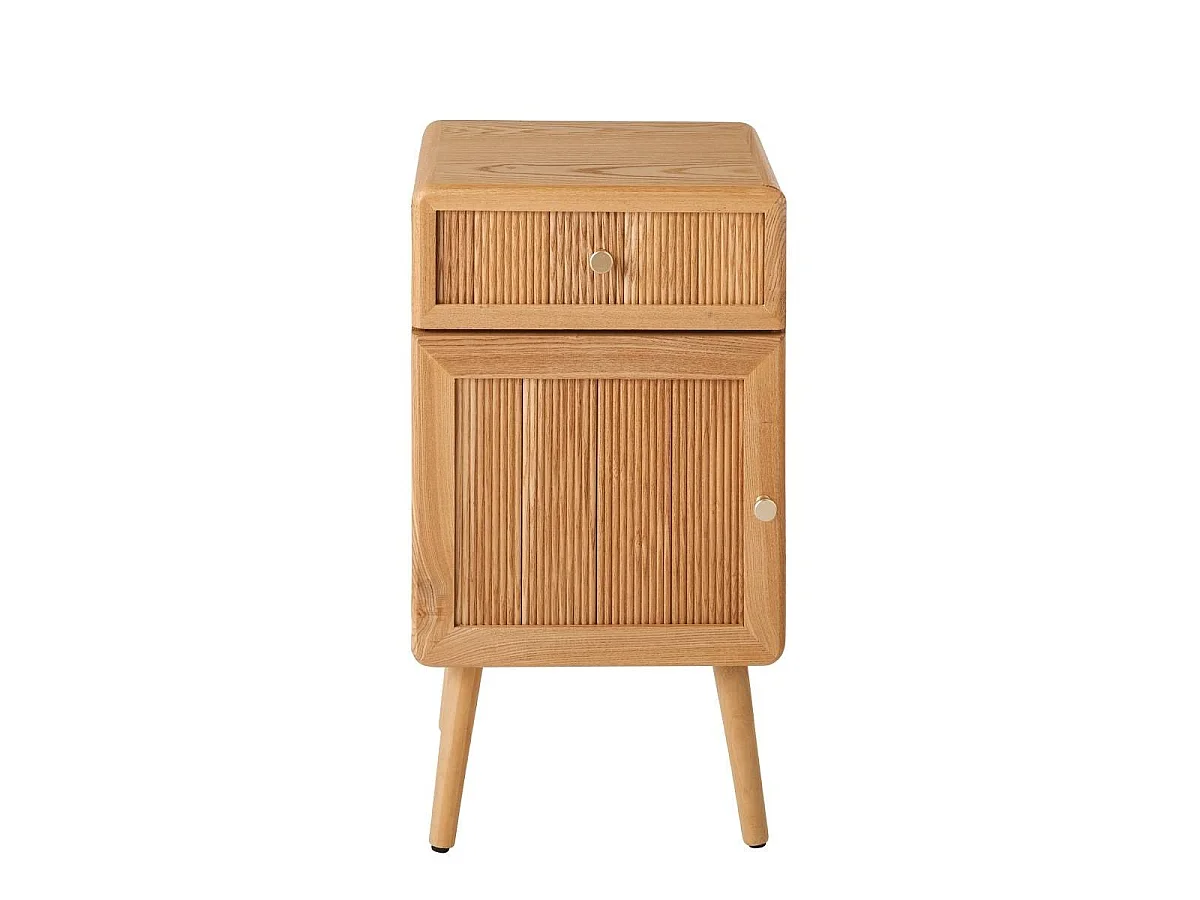 Nachttisch mit 1 Tür und 1 Schublade, Fronten in Lamellenoptik, H71 cm - AVA