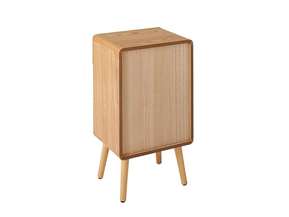 Nachttisch mit 1 Tür und 1 Schublade, Fronten in Lamellenoptik, H71 cm - AVA