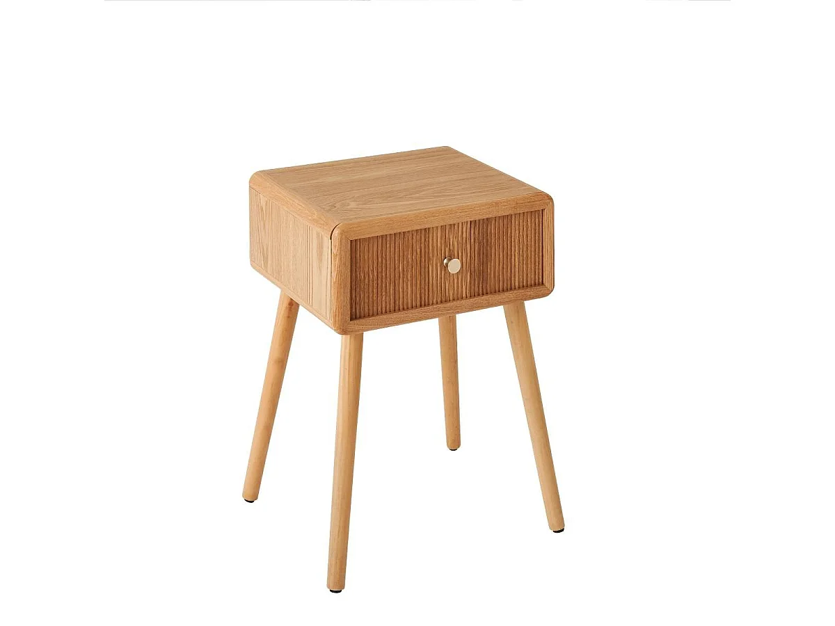 Nachtkastje met 1 lade en latteneffect front L42 cm - AVA