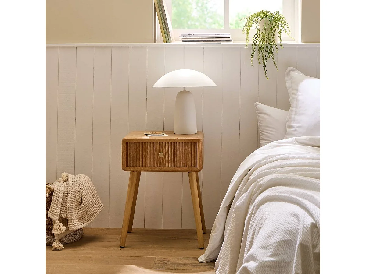 Chevet 1 tiroir avec façades lamellées H52 cm - AVA