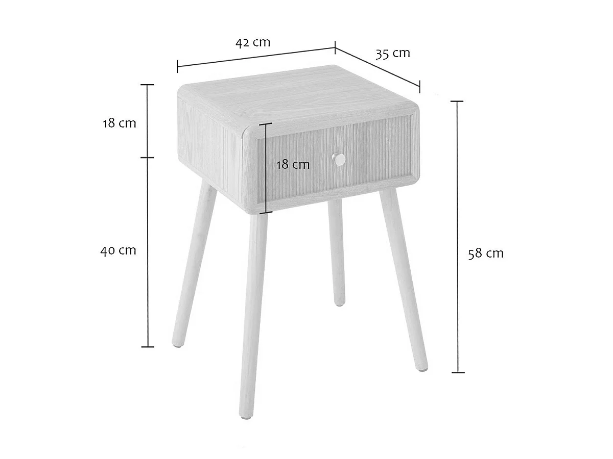 Chevet 1 tiroir avec façades lamellées H52 cm - AVA