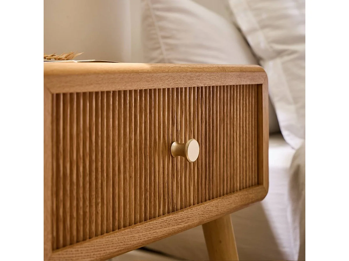 Chevet 1 tiroir avec façades lamellées H52 cm - AVA