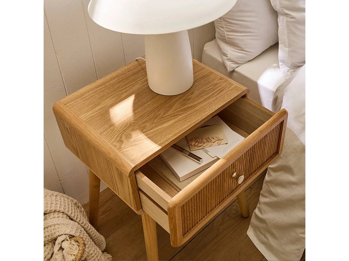 Natbord med 1 skuffe og lameller, 52 cm høj - AVA