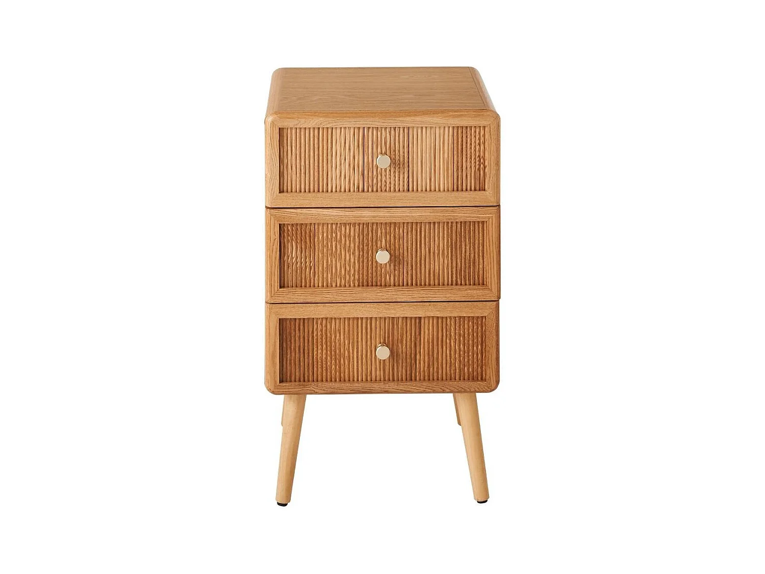 Chevet 3 tiroirs avec façades lamellées H71 cm - AVA