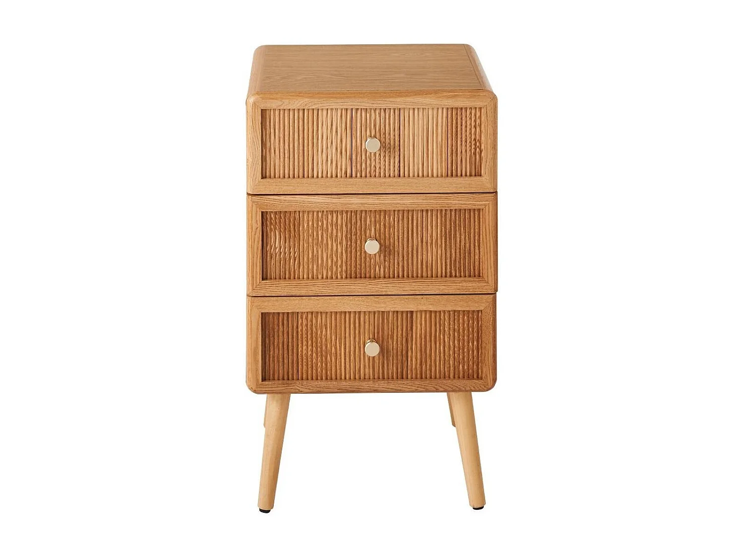 Chevet 3 tiroirs avec façades lamellées H71 cm AVA