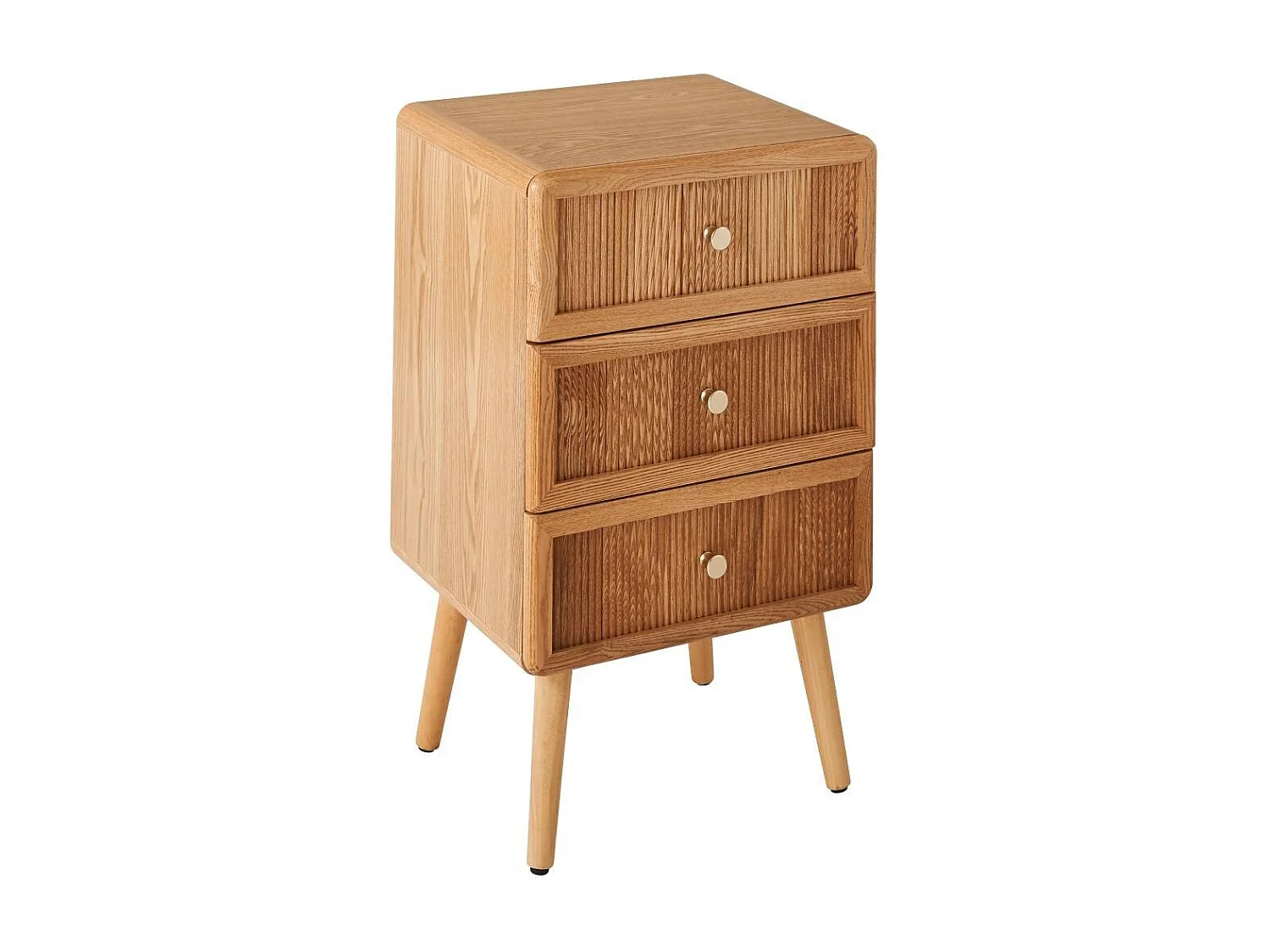 Chevet 3 tiroirs avec façades lamellées H71 cm AVA