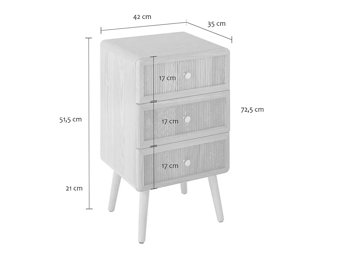 Cômoda de 3 gavetas com frentes laminadas H71 cm - AVA