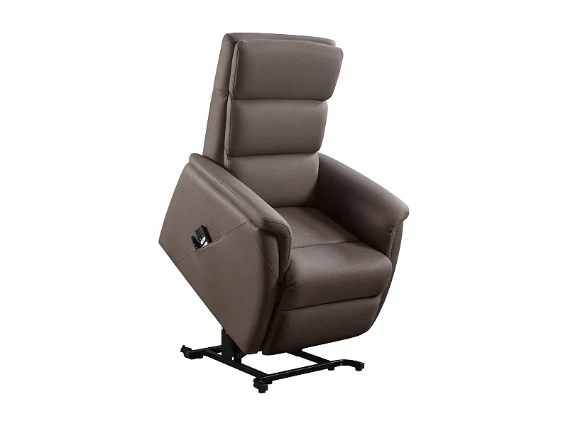 Fauteuil relax releveur en cuir vachette marron - MILLOR