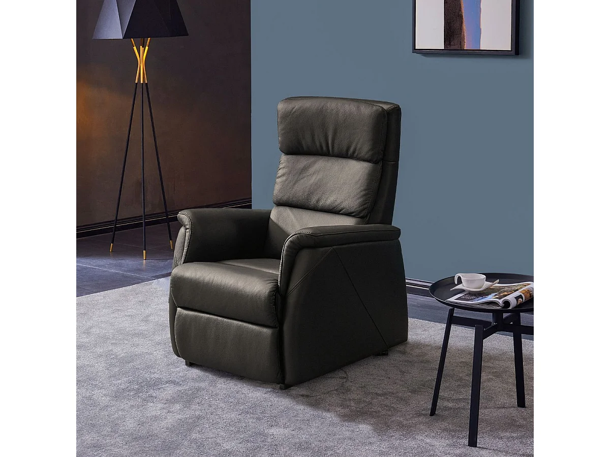 Fauteuil relax releveur en cuir vachette marron - MILLOR