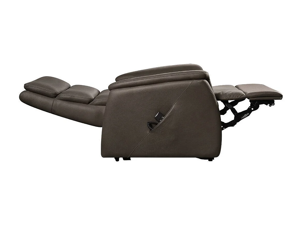 Fauteuil relax releveur en cuir vachette marron - MILLOR