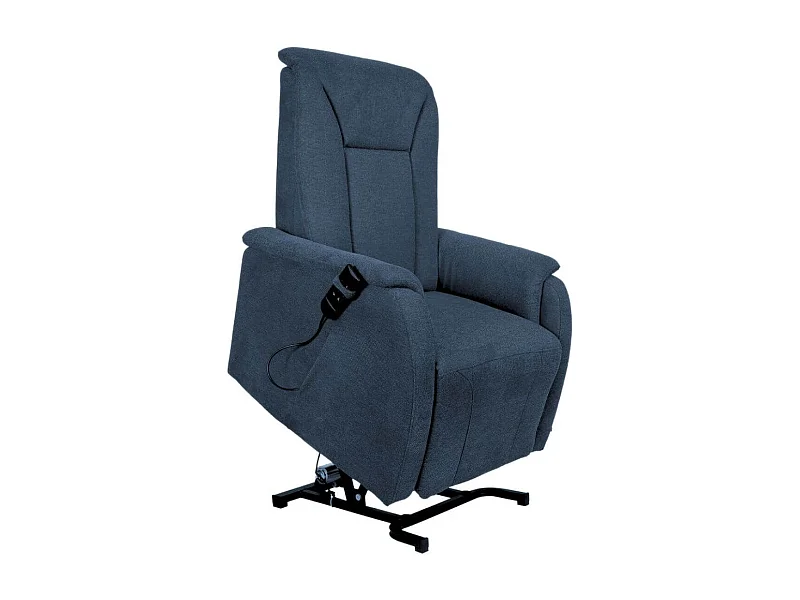 Fauteuil relax releveur tissu polyester traité hydrophobe bleu - NARVIK