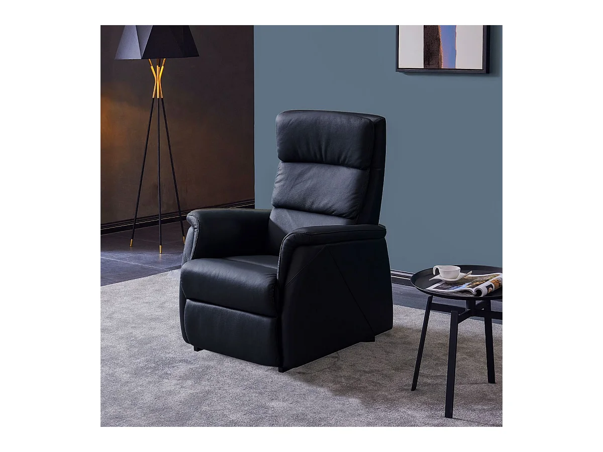 Fauteuil relax releveur en cuir vachette noir - MILLOR