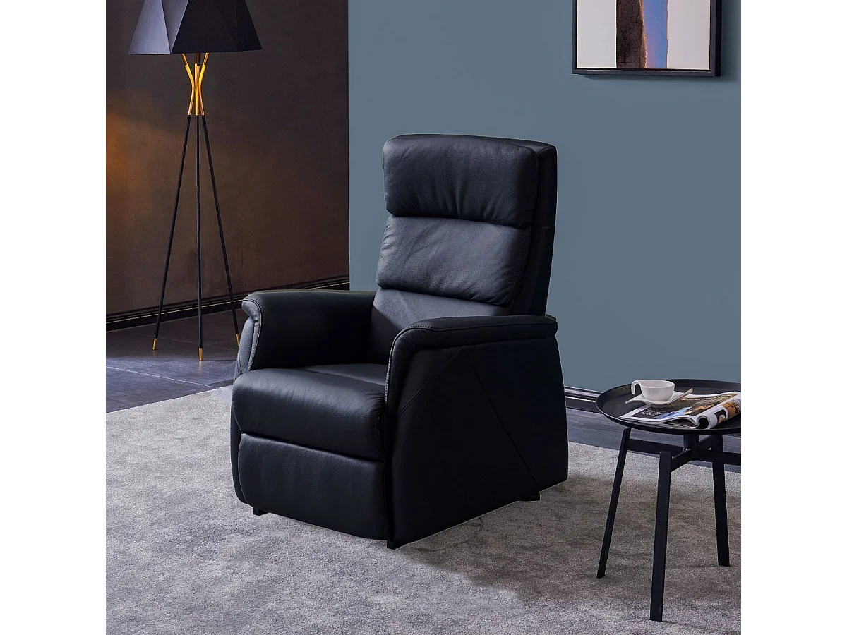 Fauteuil relax releveur en cuir vachette noir - MILLOR
