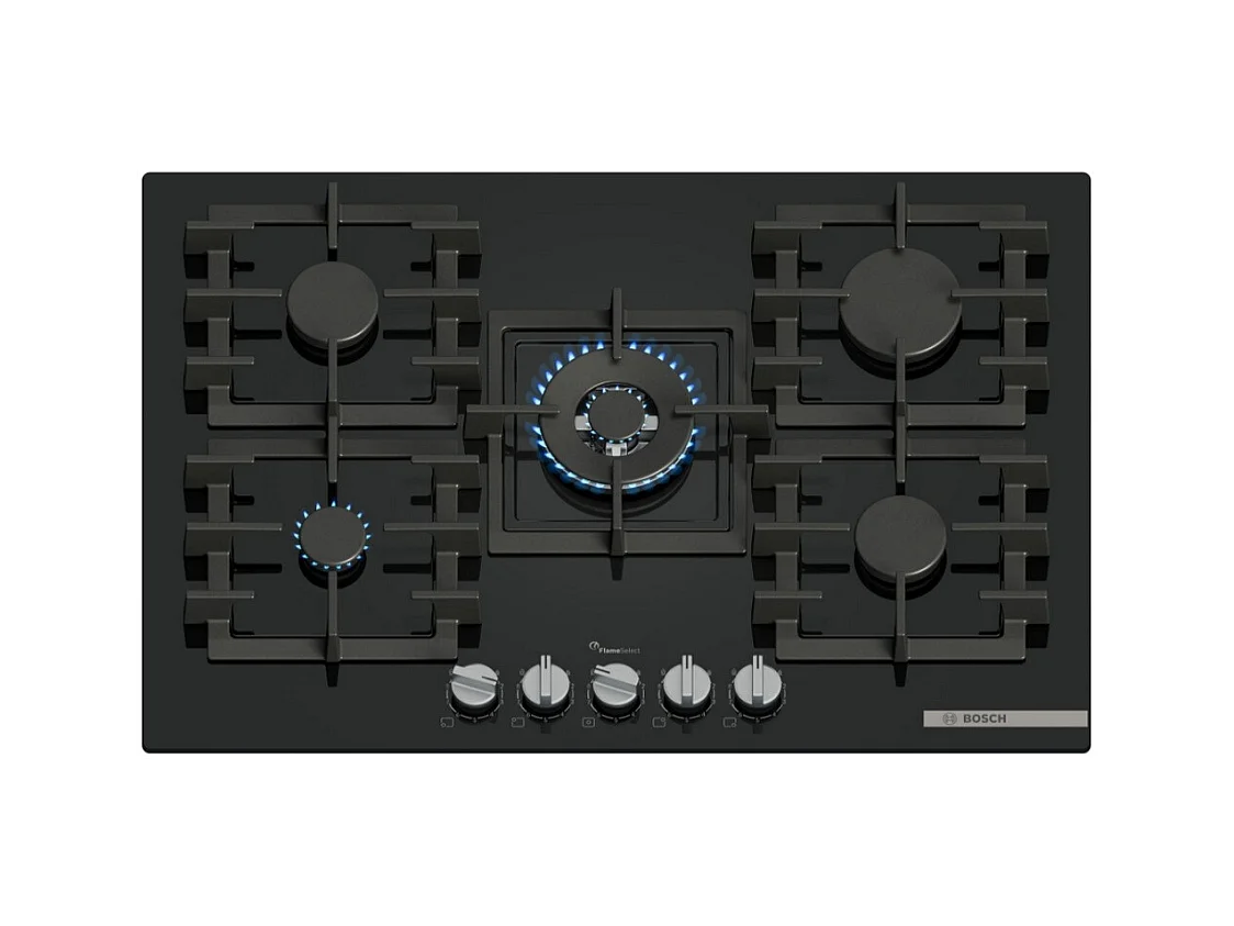 Bosch Table de cuisson gaz 75cm 5 feux 11500w noir - PPQ7A6I40