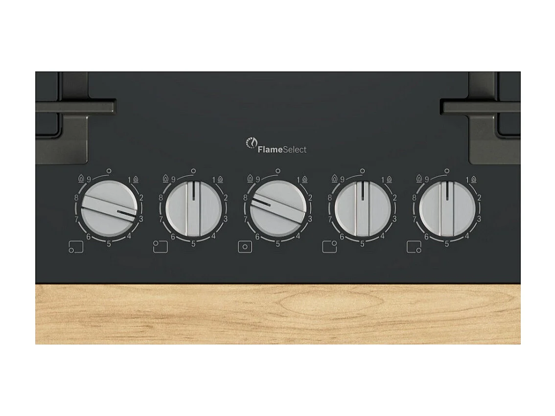 Bosch Table de cuisson gaz 75cm 5 feux 11500w noir - PPQ7A6I40