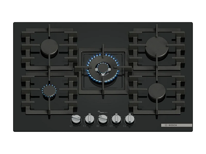 Bosch Table de cuisson gaz 75cm 5 feux 11500w noir - PPQ7A6I40