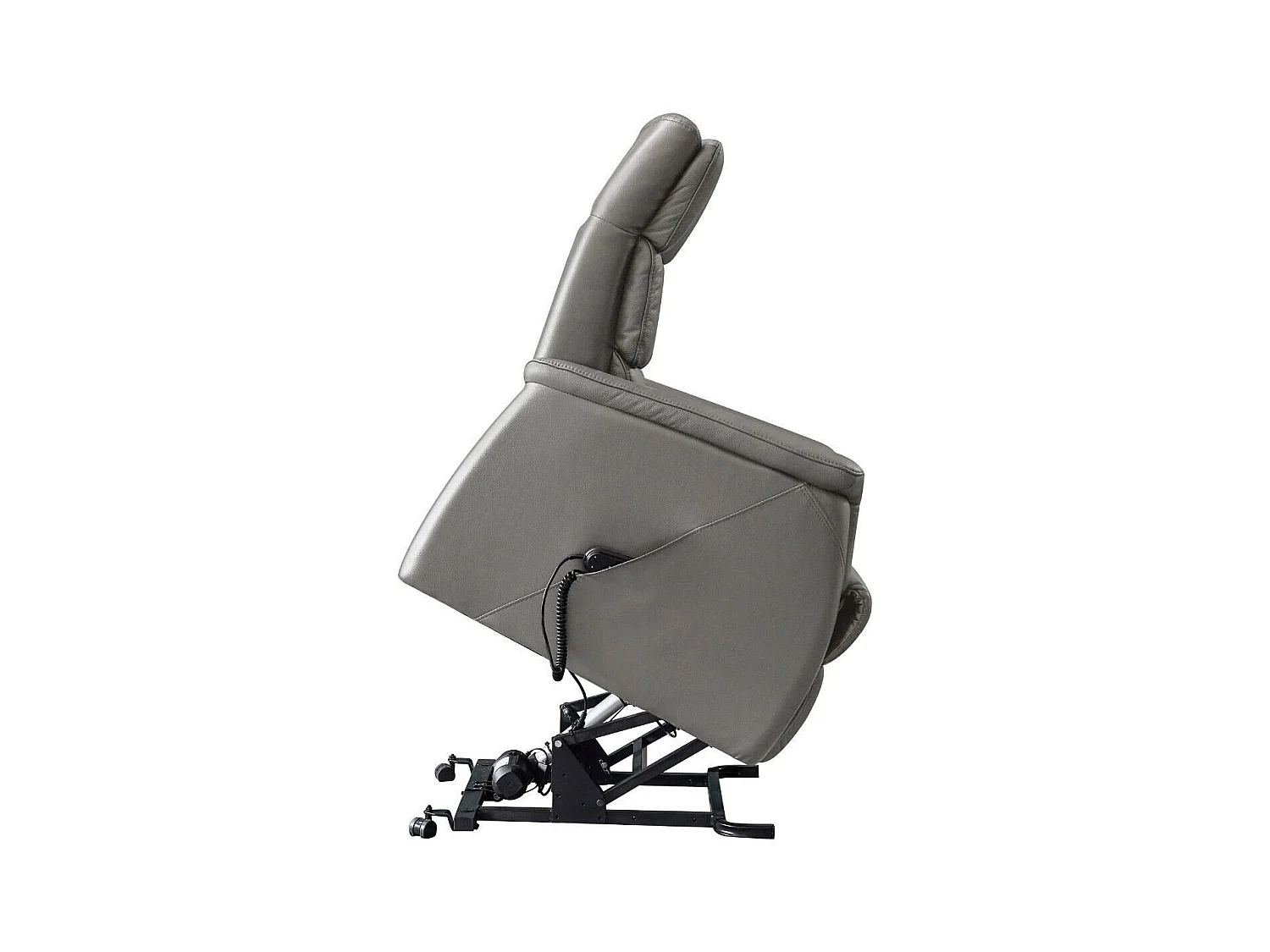 Fauteuil relax releveur en cuir vachette taupe - MILLOR