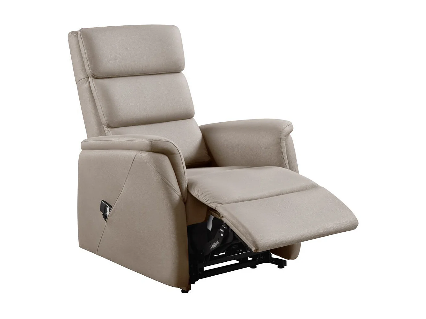 Fauteuil relax releveur en cuir vachette taupe - MILLOR