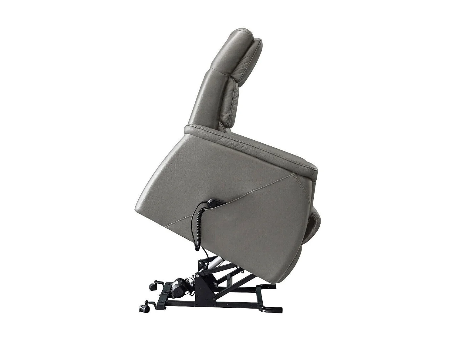 Fauteuil relax releveur en cuir vachette taupe - MILLOR