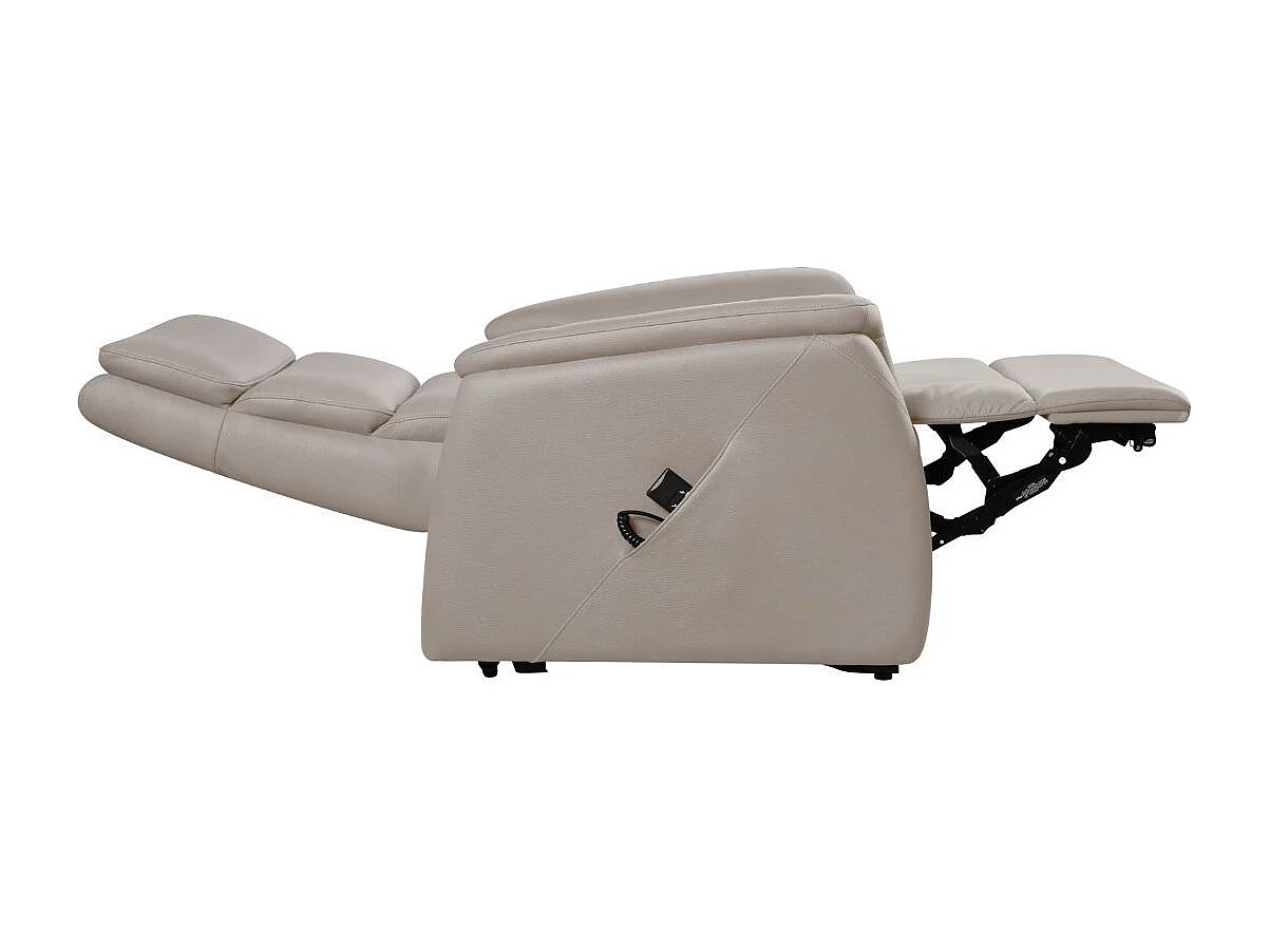 Fauteuil relax releveur en cuir vachette taupe - MILLOR
