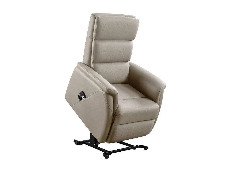 Fauteuil relax releveur en cuir vachette taupe - MILLOR