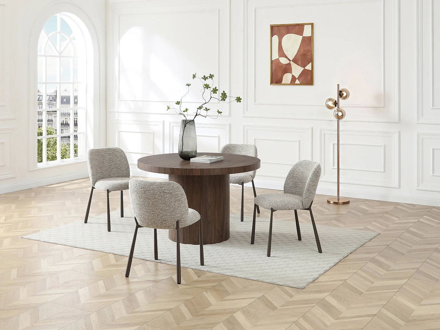 Table à manger extensible 4 à 12 personnes en MDF - Naturel foncé - SIDRINA