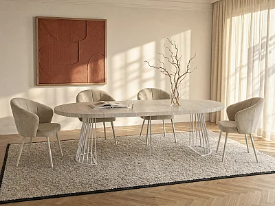 Esstisch ausziehbar – 2 bis 12 Personen – MDF & Stahl – Travertin-Optik Beige & Weiß – FIRELA