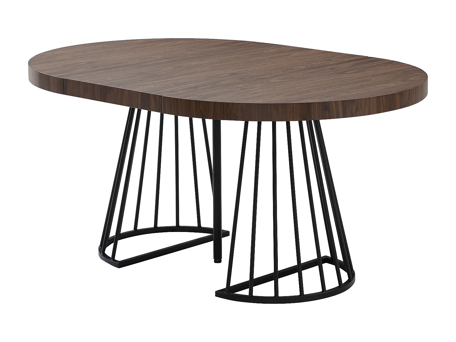 Table à manger extensible 2 à 12 personnes en MDF et acier - Naturel foncé et noir - FIRELA