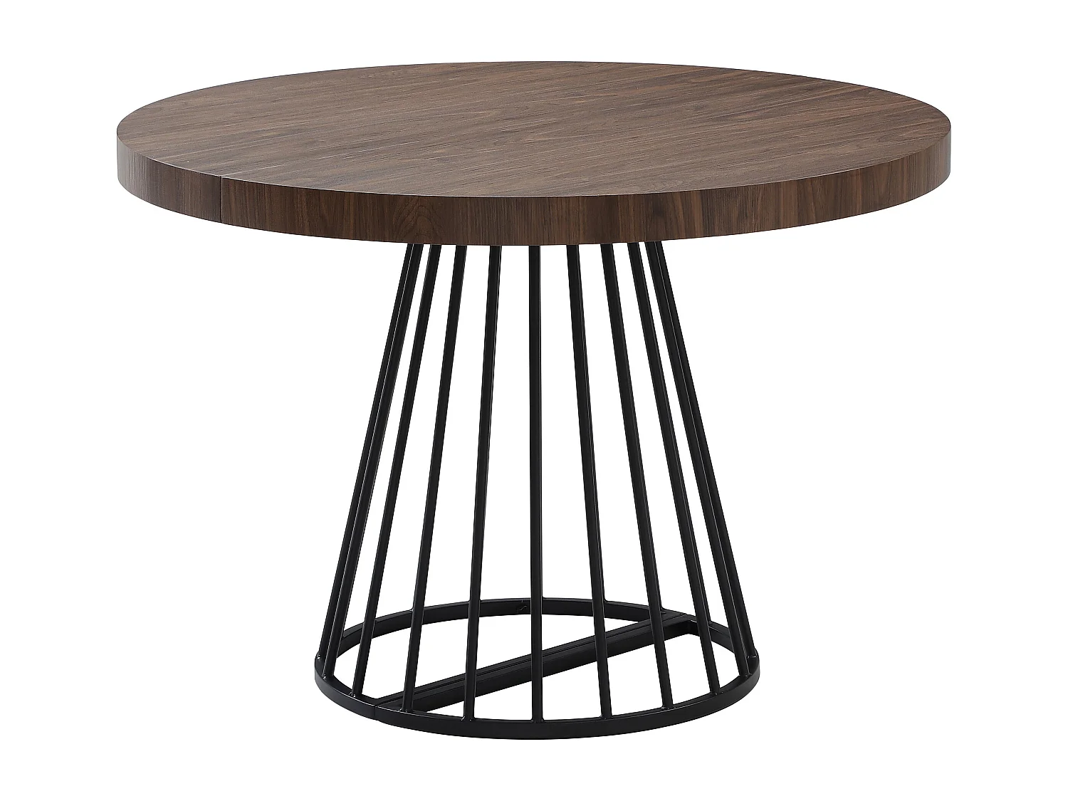 Table à manger extensible 2 à 12 personnes en MDF et acier - Naturel foncé et noir - FIRELA