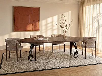 Table à manger extensible 2 à 12 personnes en MDF et acier - Naturel foncé et noir - FIRELA