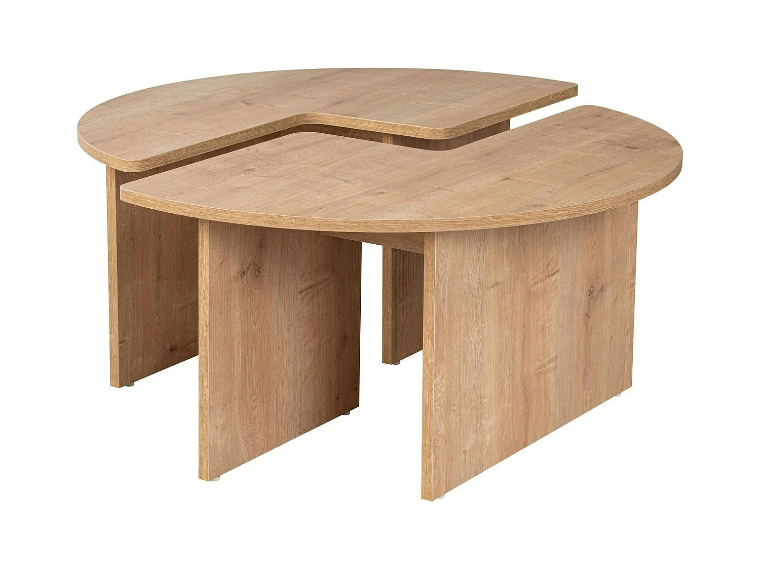 Table basse ronde effet bois de chêne - design puzzle MARFA