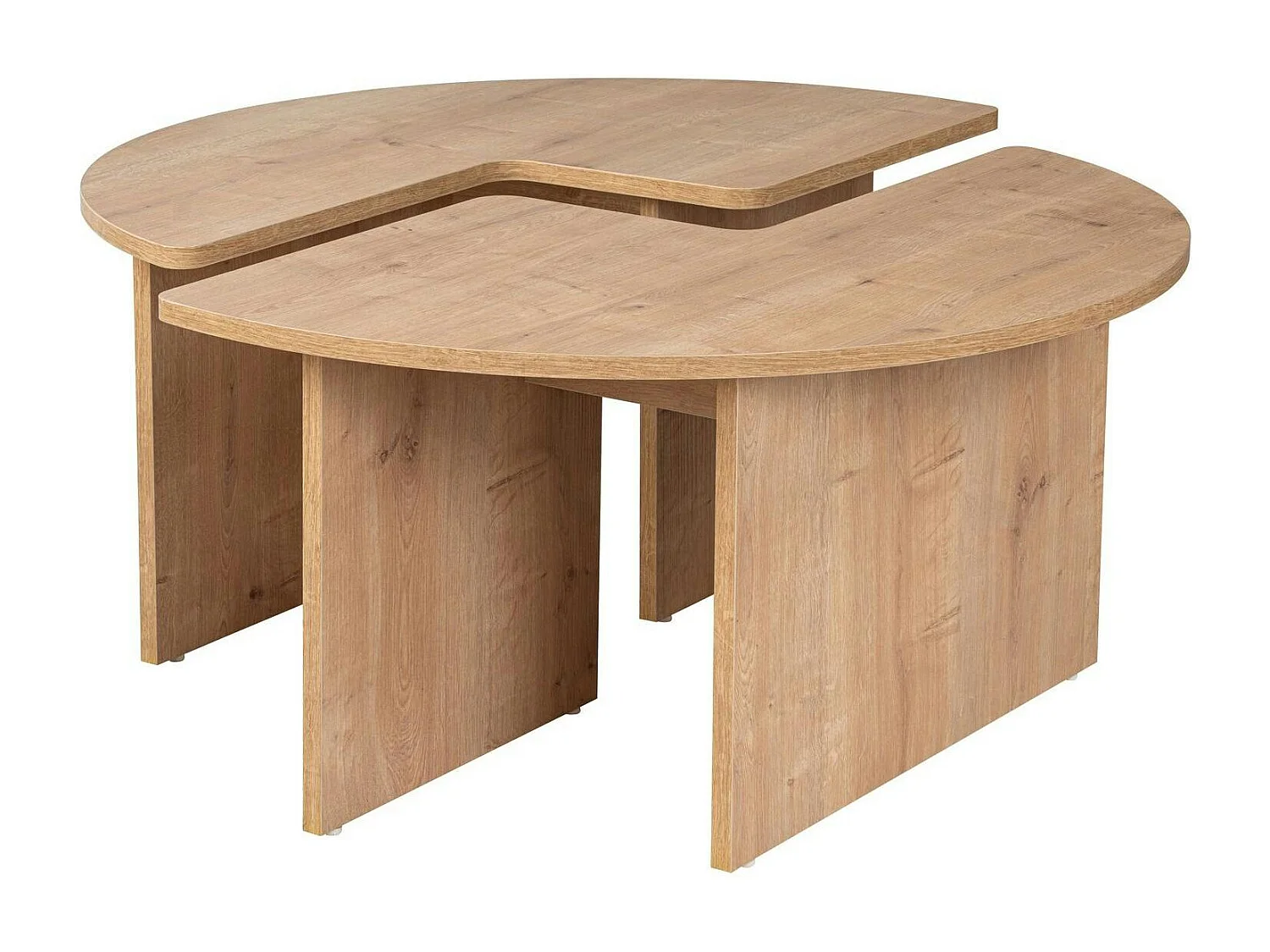 Table basse ronde effet bois de chêne - design puzzle MARFA