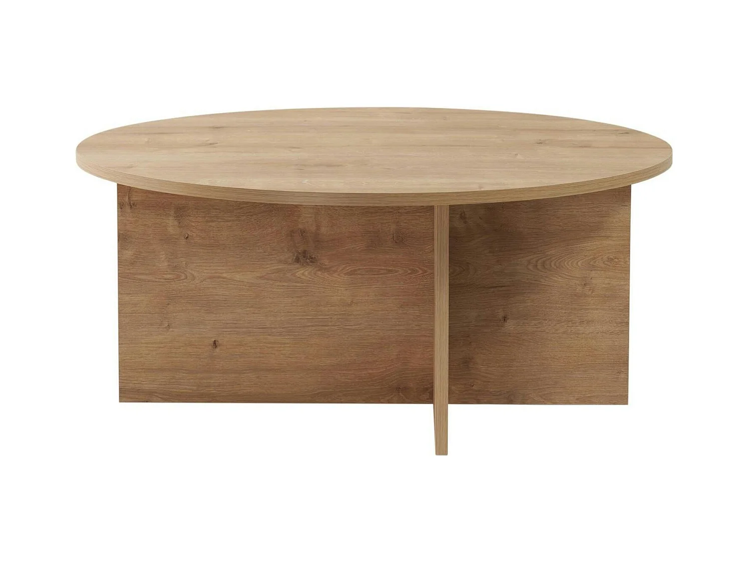 Table basse ronde minimaliste - effet bois de chêne MARFA