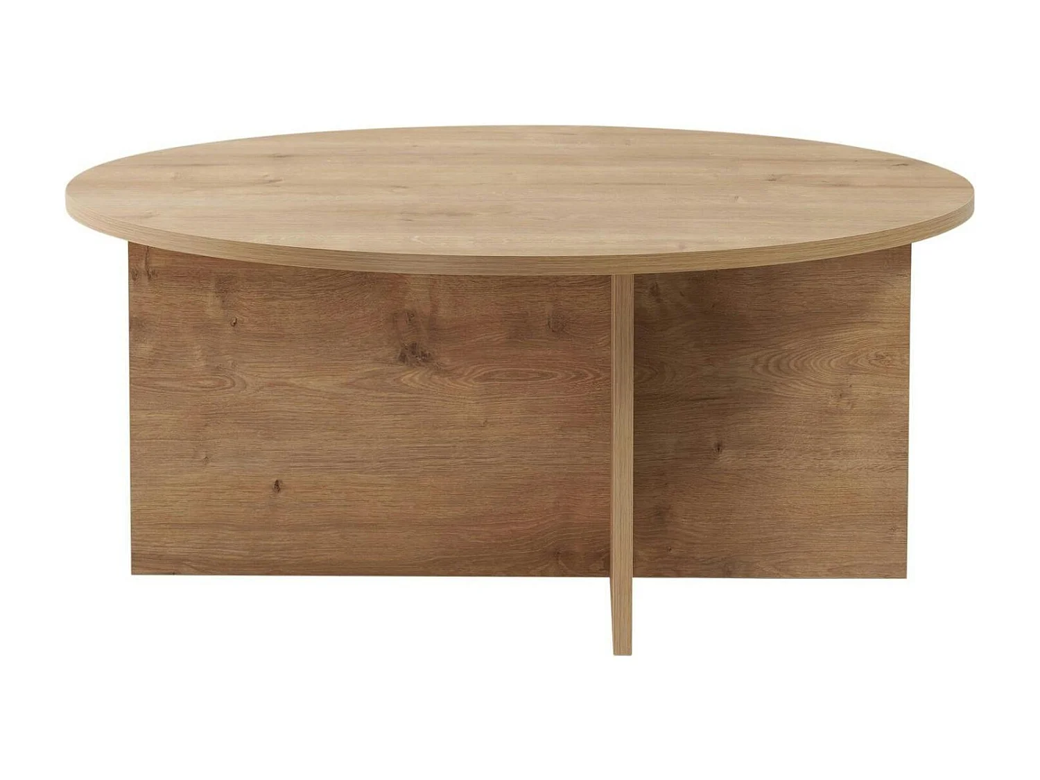 Table basse ronde minimaliste - effet bois de chêne MARFA