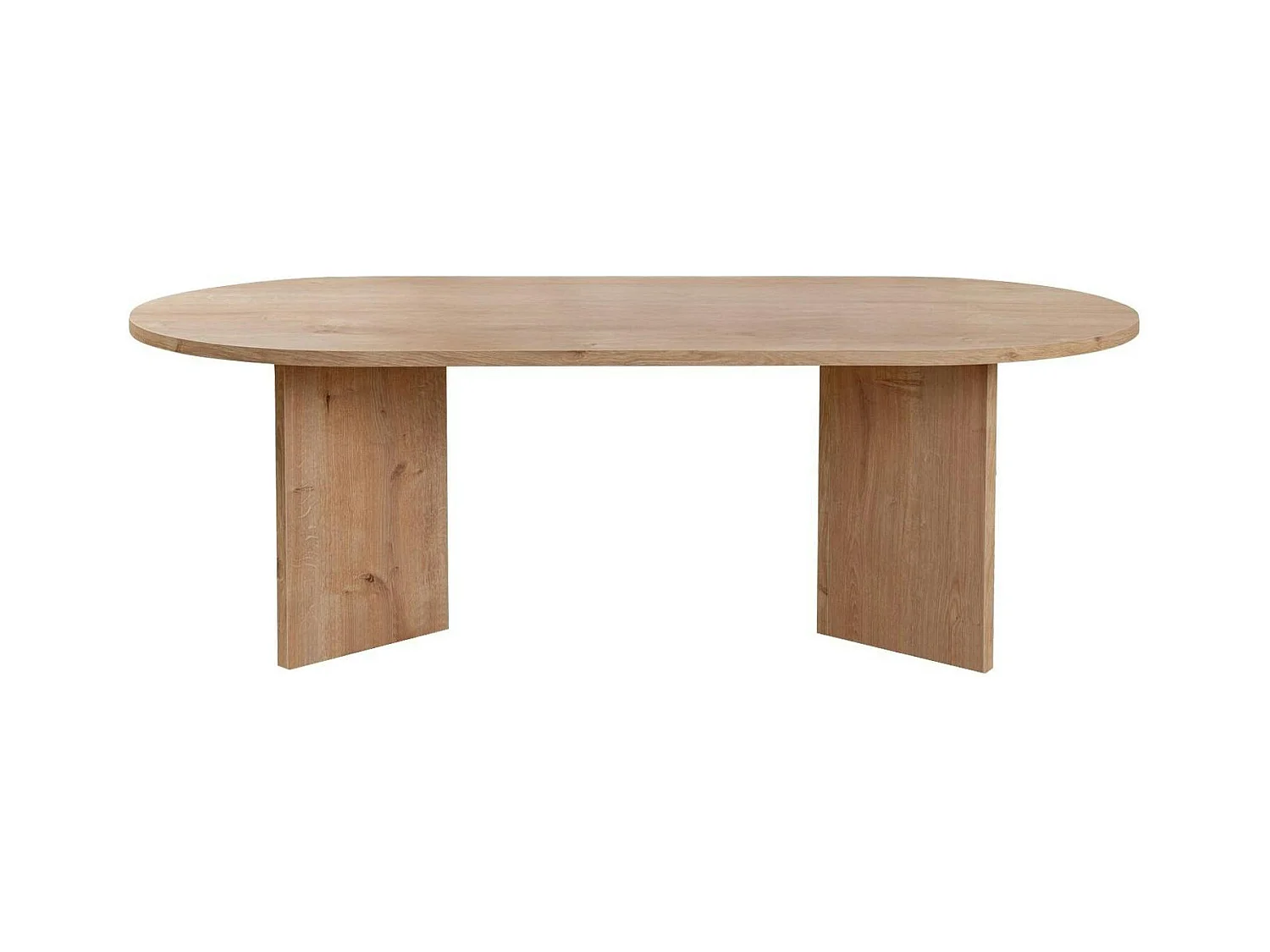 Table basse ovale effet chêne clair - pieds en V MARFA