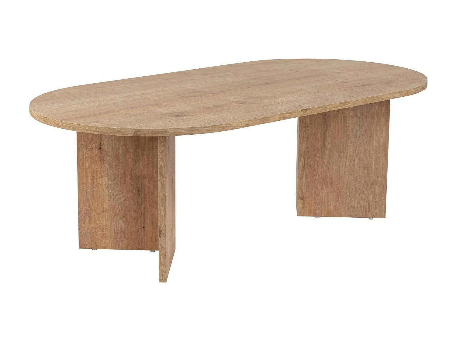 Table basse ovale effet chêne clair - pieds en V MARFA