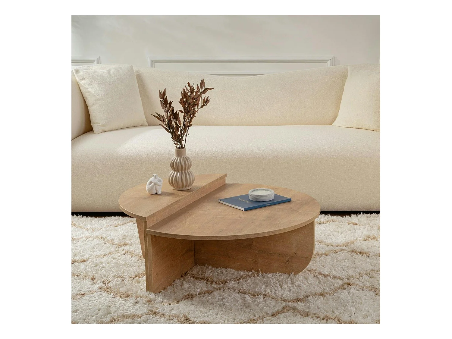 Table basse moderne effet chêne huilé - 2 hauteurs MARFA