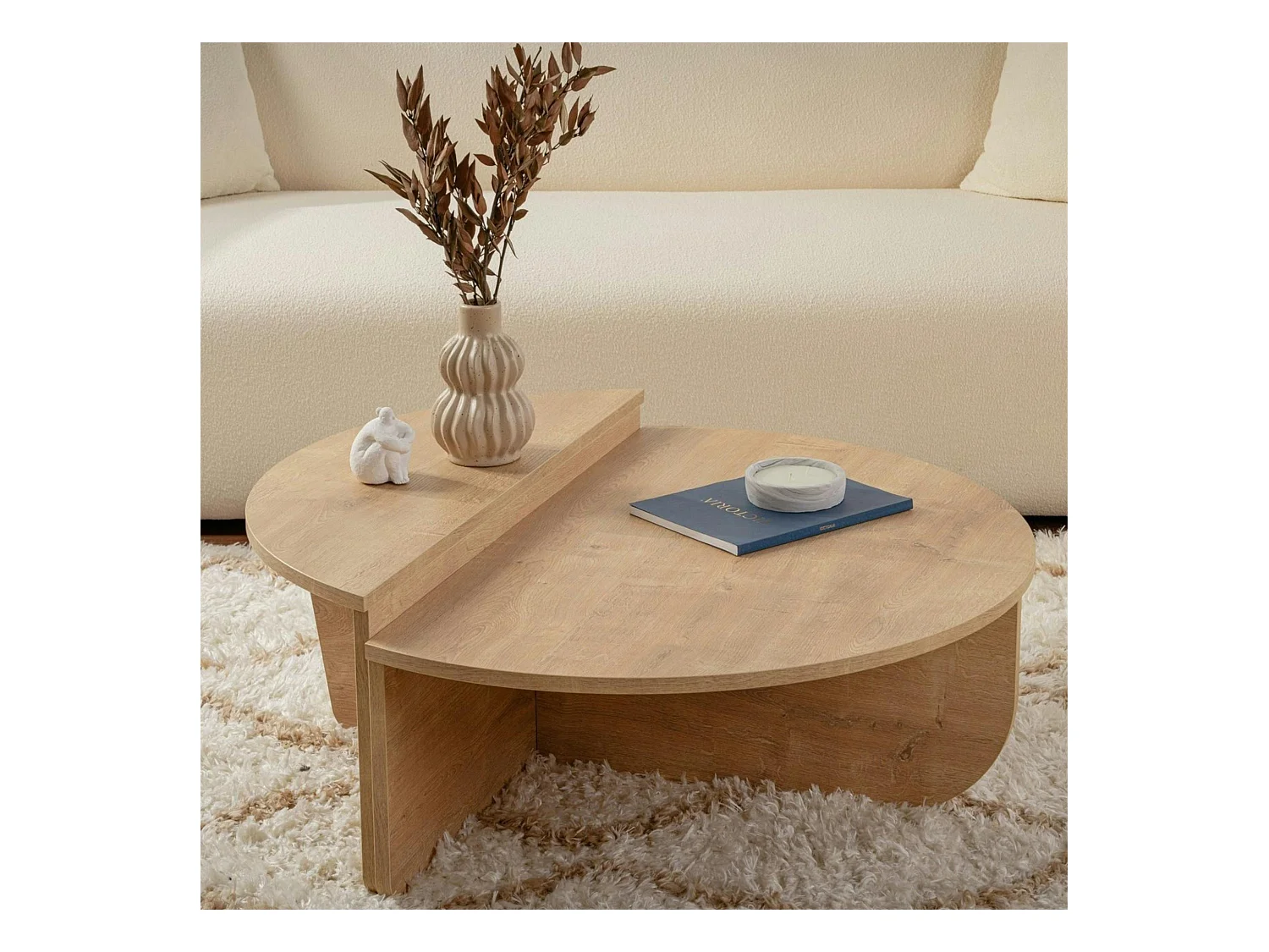 Table basse moderne effet chêne huilé - 2 hauteurs MARFA