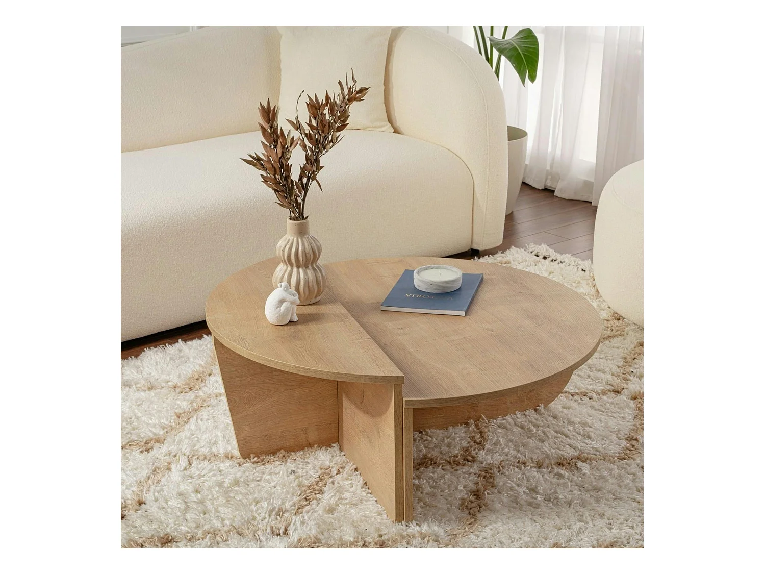 Table basse moderne effet chêne huilé - 2 hauteurs MARFA