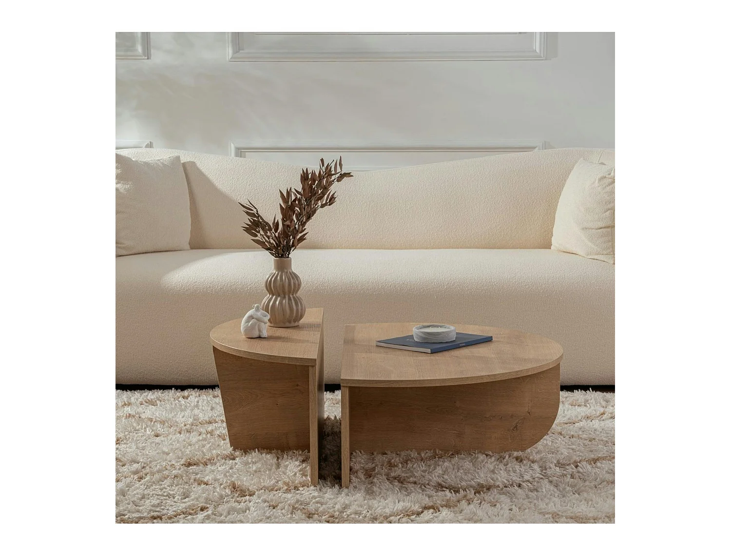 Table basse moderne effet chêne huilé - 2 hauteurs MARFA