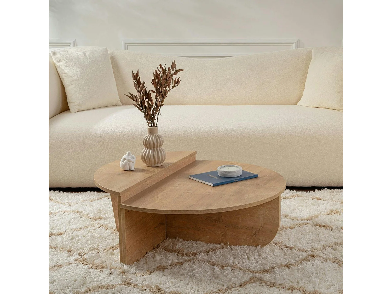 Table basse moderne effet chêne huilé - 2 hauteurs MARFA