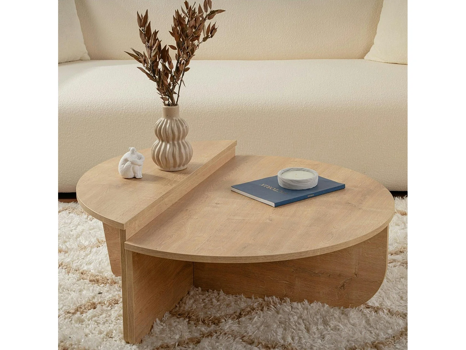 Table basse moderne effet chêne huilé - 2 hauteurs MARFA