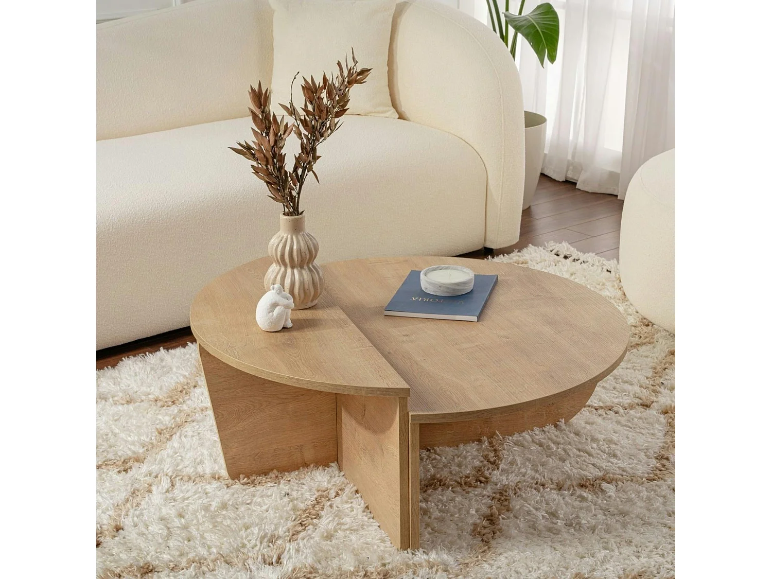 Table basse moderne effet chêne huilé - 2 hauteurs MARFA