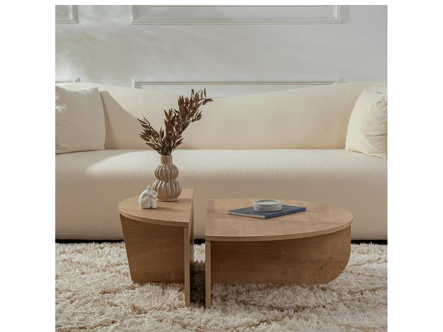 Table basse moderne effet chêne huilé - 2 hauteurs MARFA