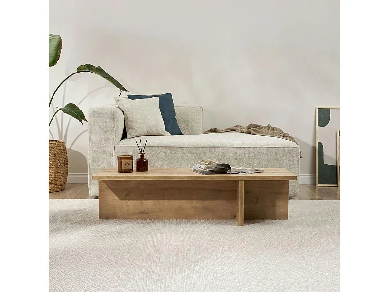 Table basse moderne minimaliste - effet bois de chêne MARFA