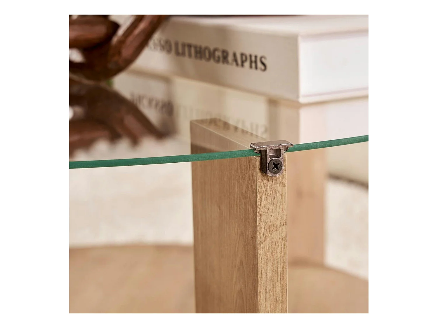 Table basse verre double plateau - effet chêne SALTA