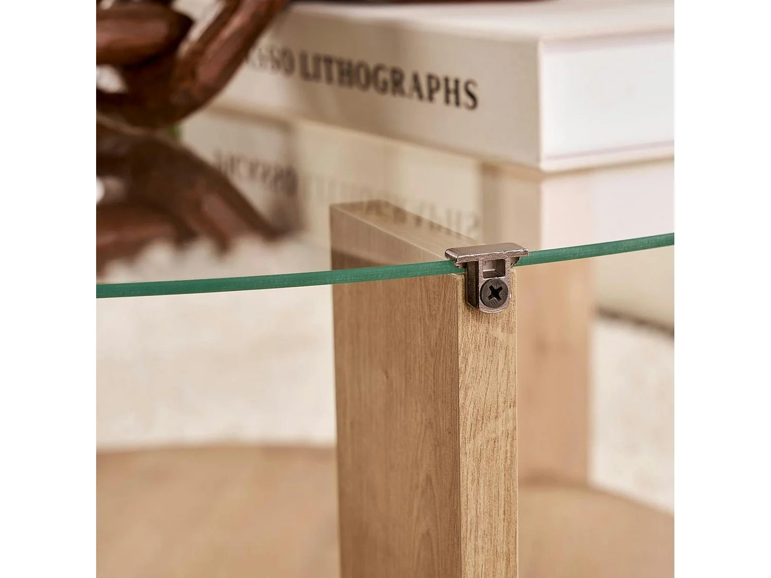 Table basse verre double plateau - effet chêne SALTA