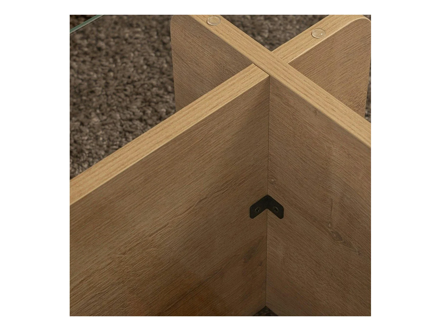 Table basse verre déstructurée – base effet chêne clair SALTA