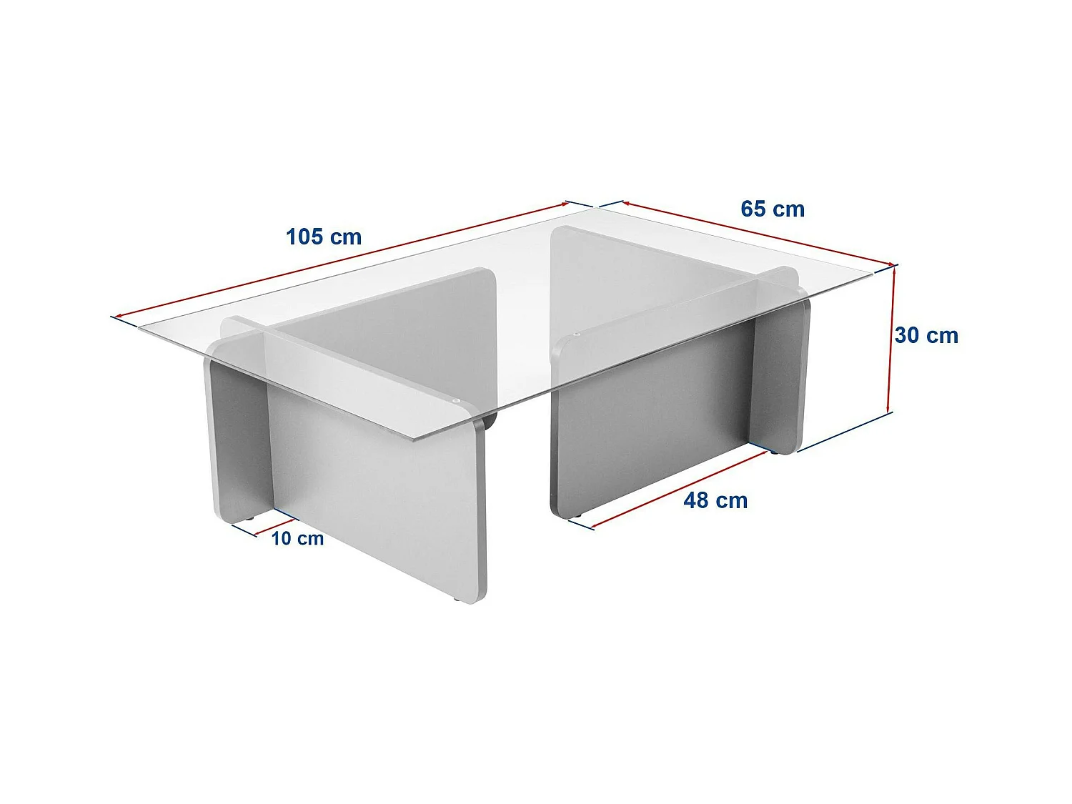 Table basse verre déstructurée – base effet chêne clair SALTA